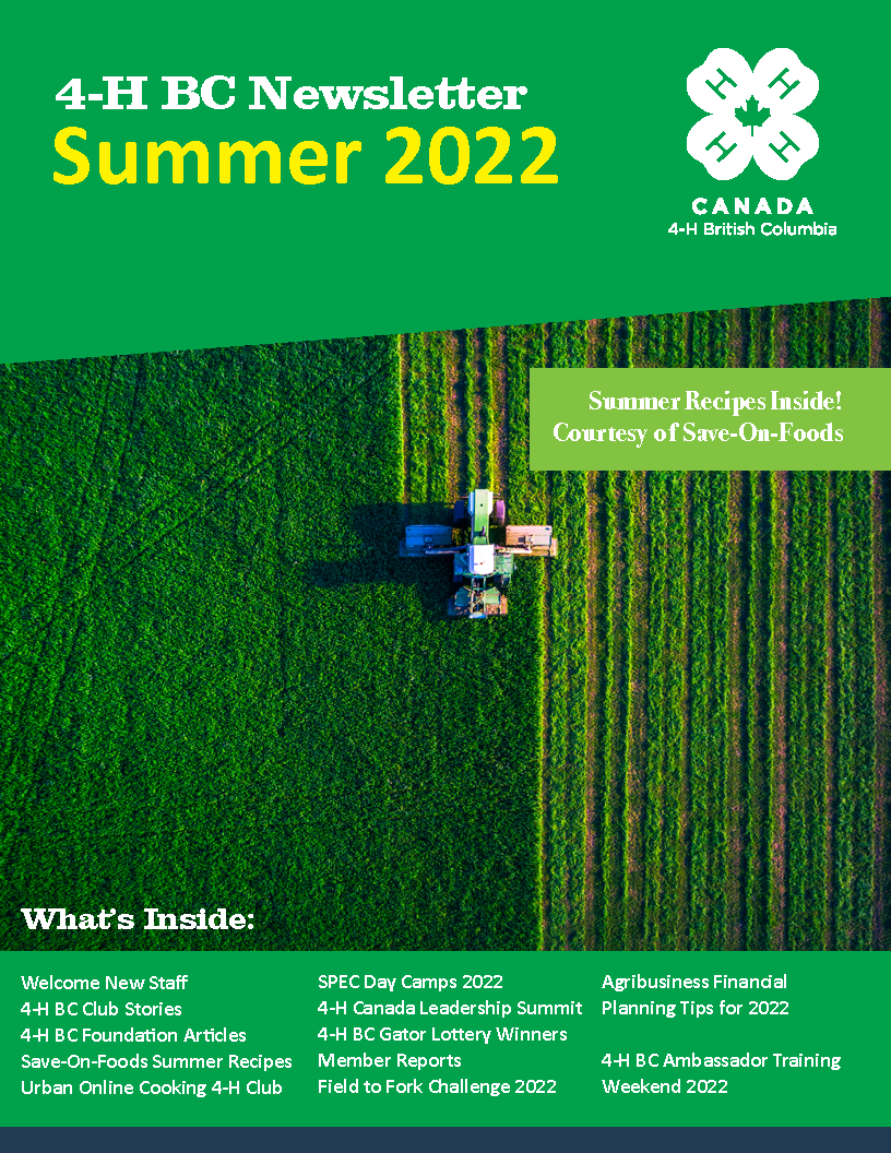 4-H in BC 2022 Summer Newsletter Cover Page